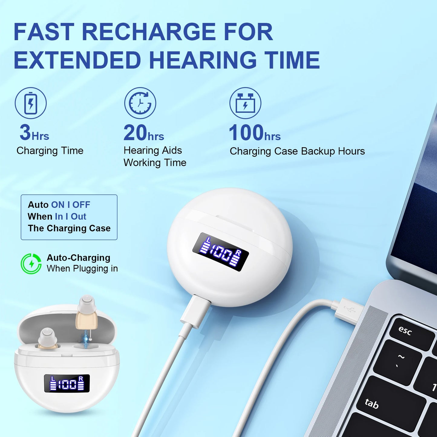 KF Concept Mini In Ear Hearing Aids With Rechargeable Display
