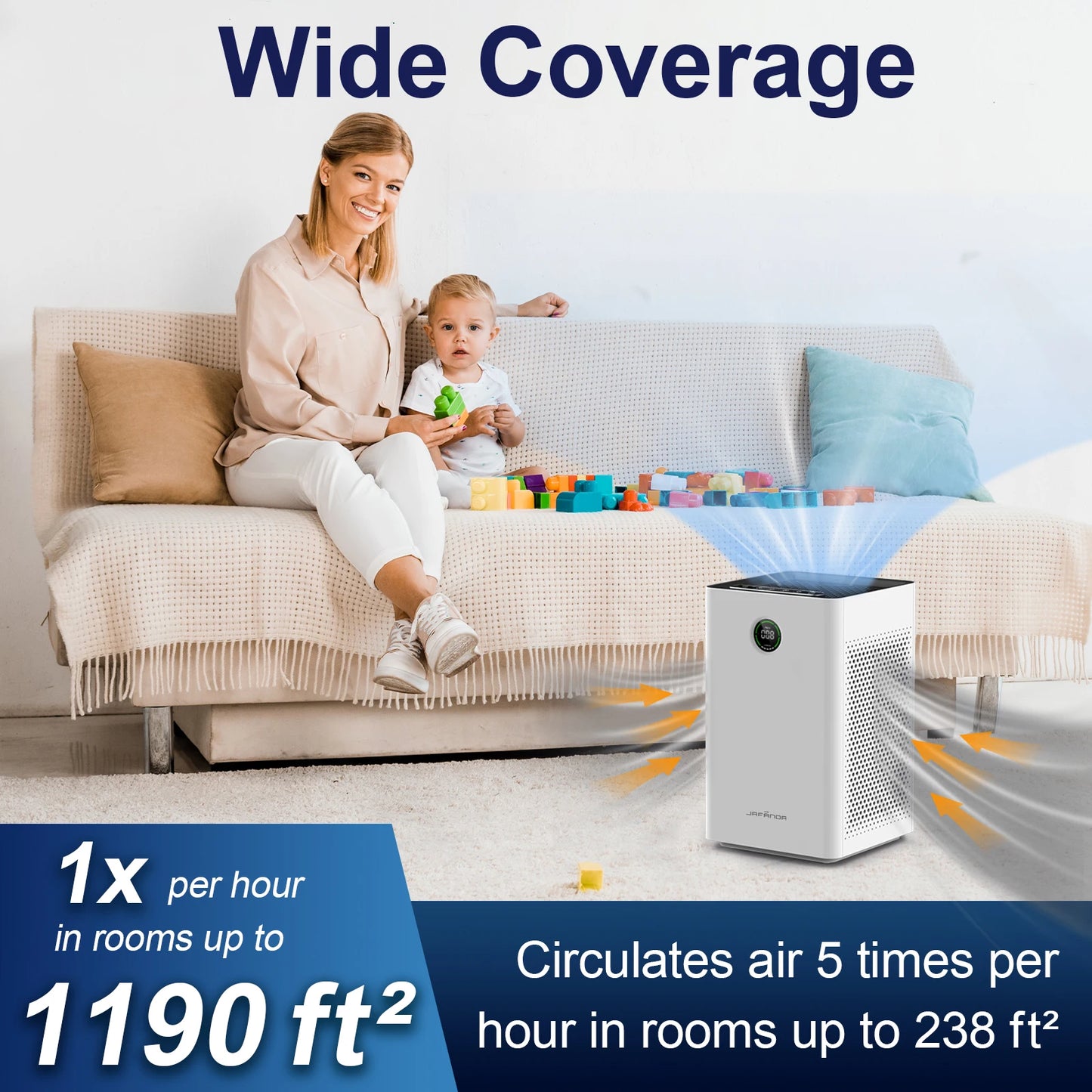 Jafända Air Purifier For Home Rooms With Smart WiFi Alexa Control True HEPA