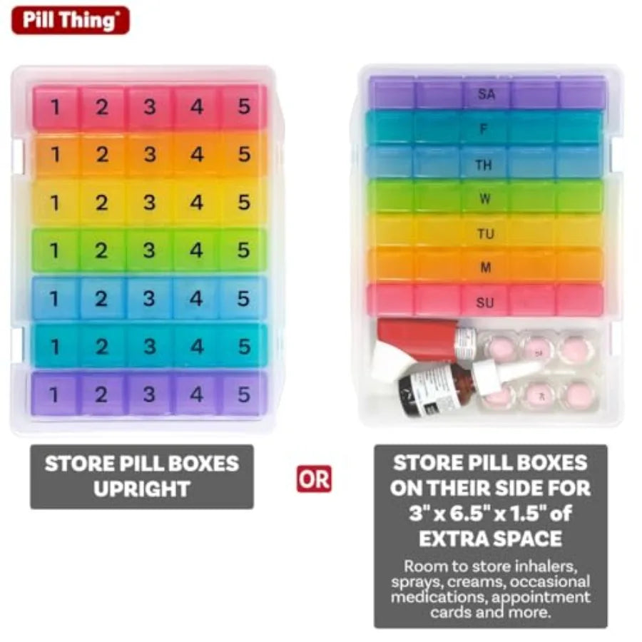 Five Times a Day Weekly Pill Box Organizer With Schedule