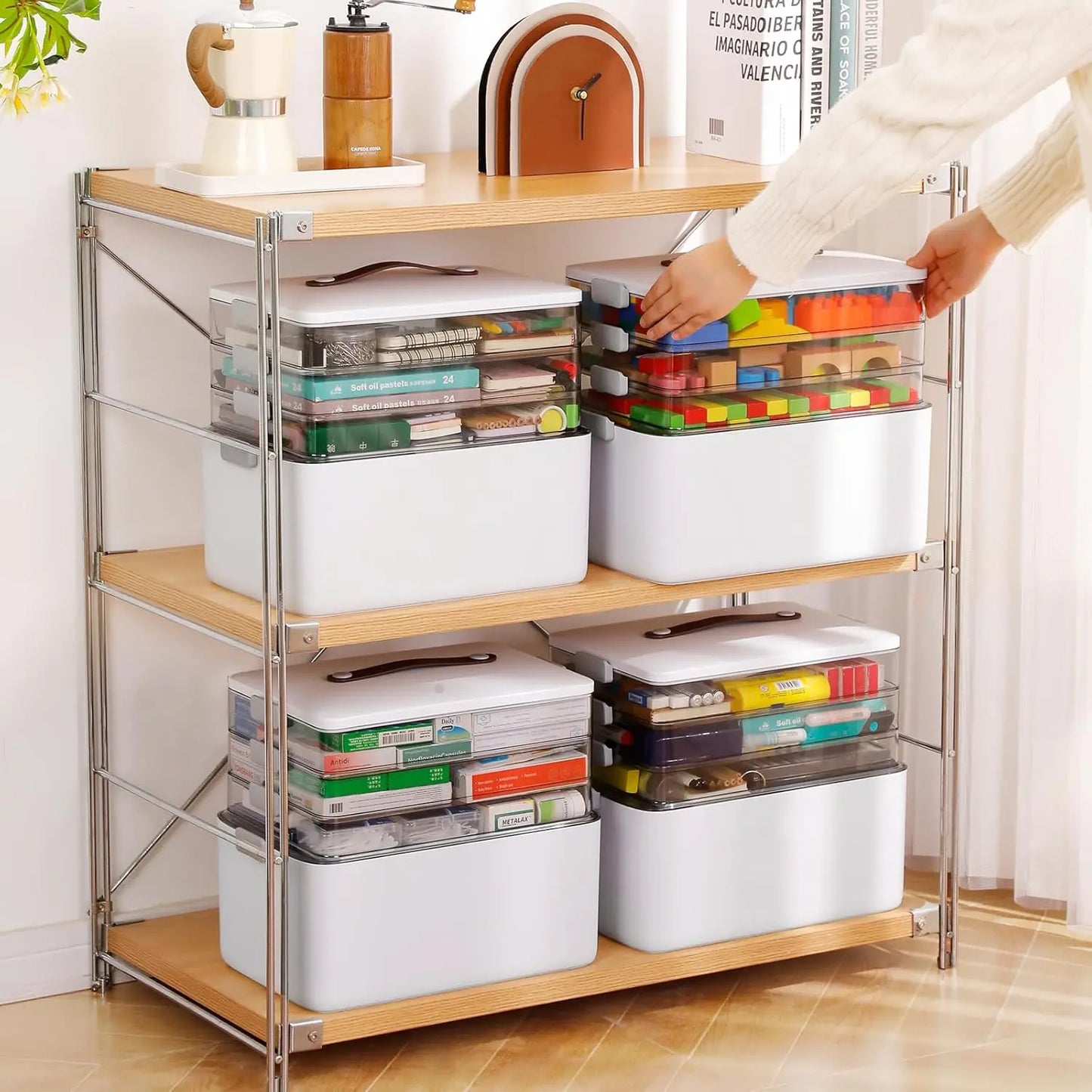 4 Tier Medicine Organizer With Latch Bin And Lid Storage