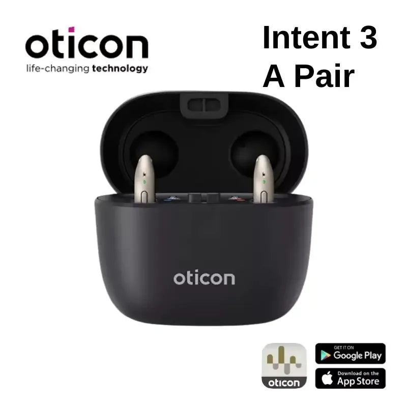 Oticon Intent 3 Intent 4 miniRITE T R hearing aids 48 channels rechargeable programmable Bluetooth direct connection app control