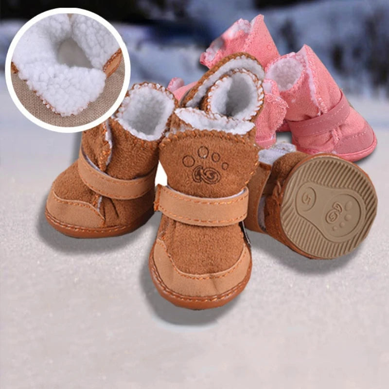 NONECN Pet Dog Shoes 4 Pack Thick Warm Boots