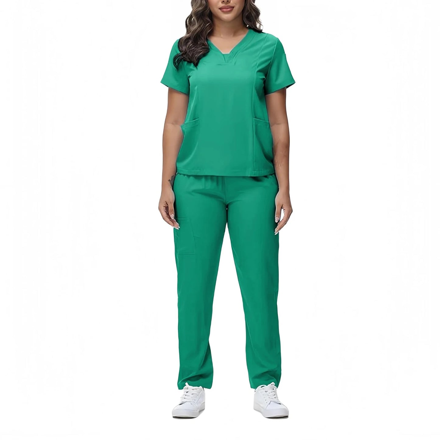 Women's Nurse Scrub Set V Neck Short Sleeve Medical Uniform