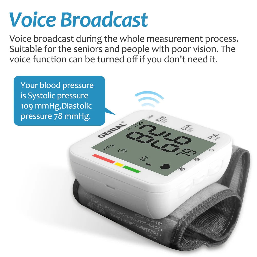 Wrist Blood Pressure Cuff Universal With Large LCD Display