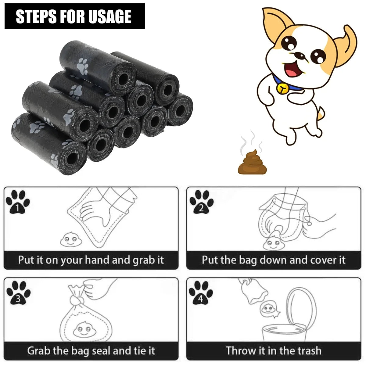 NONEDog Biodegradable Dog Poop Bags Dispenser For Outdoor Use