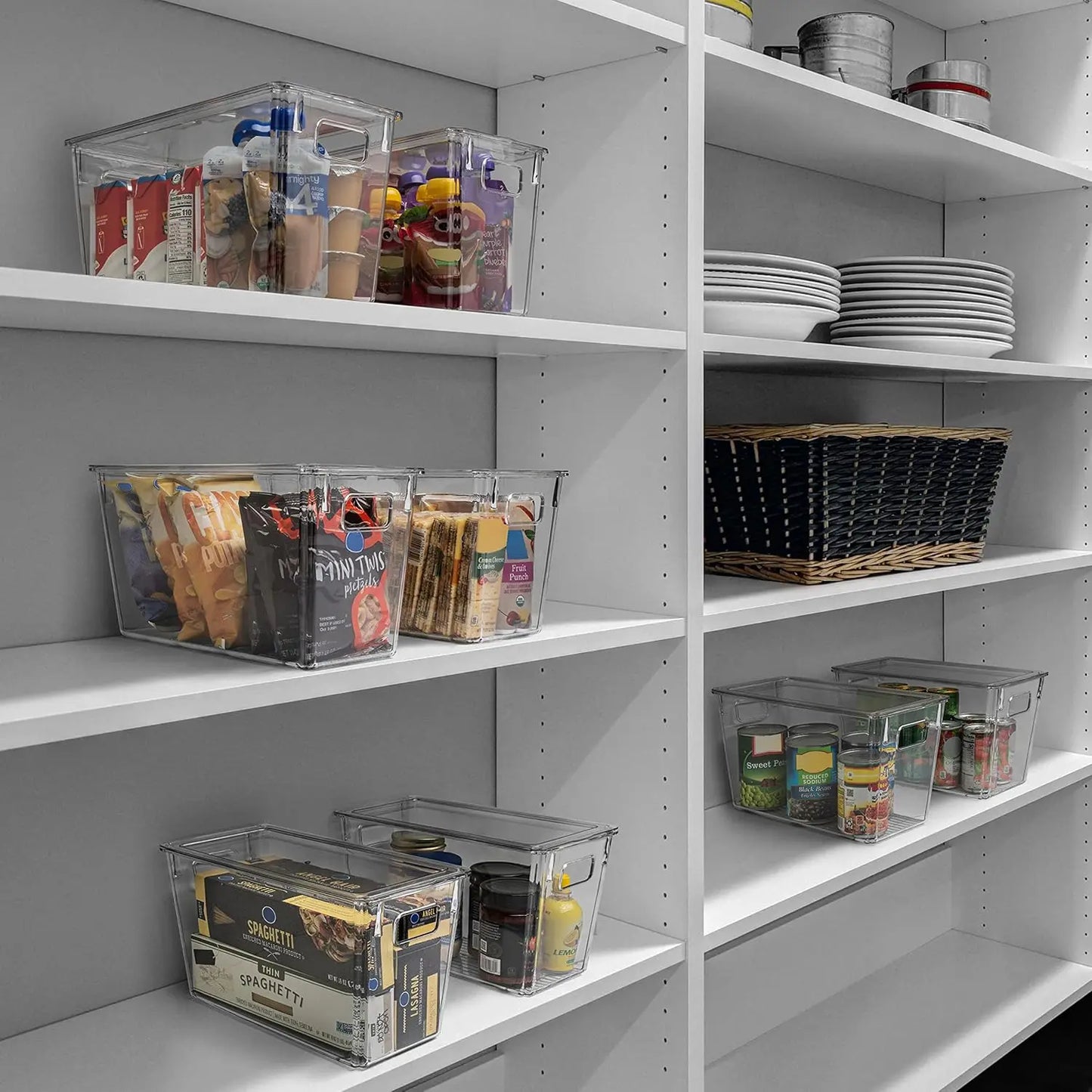 Plastic Storage Bins With Lids Four Pack Kitchen Pantry Organization