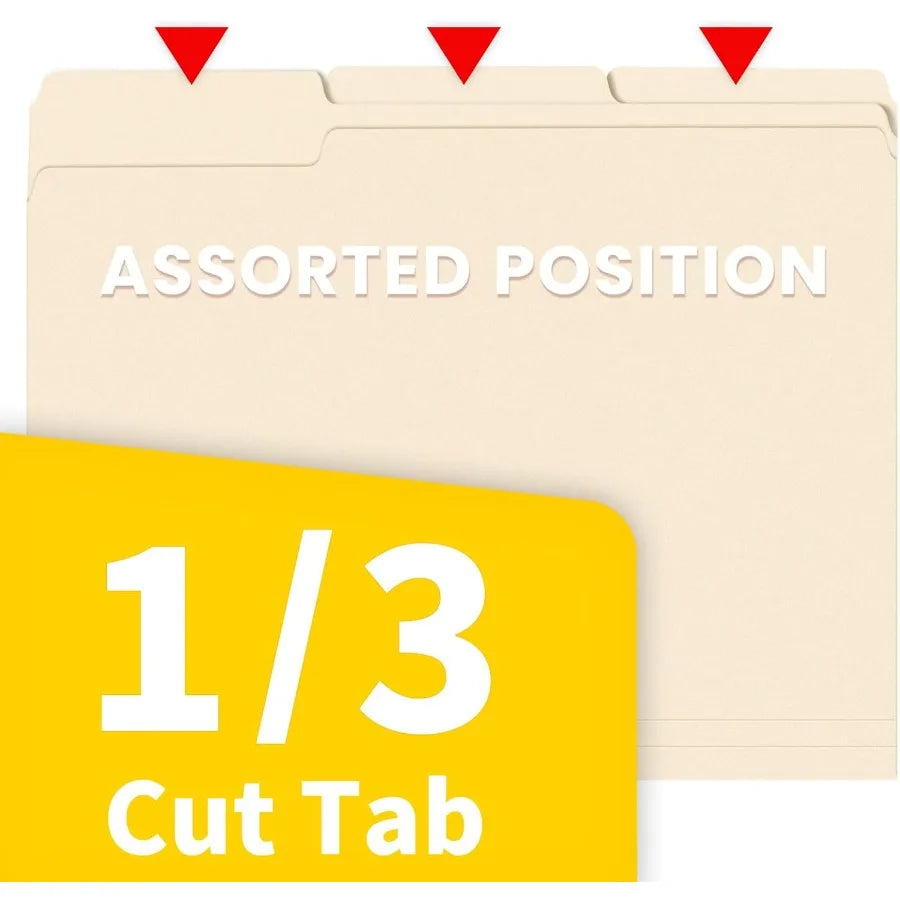 Manilla Folders One Third Cut Tabs 250 Per Box Durable