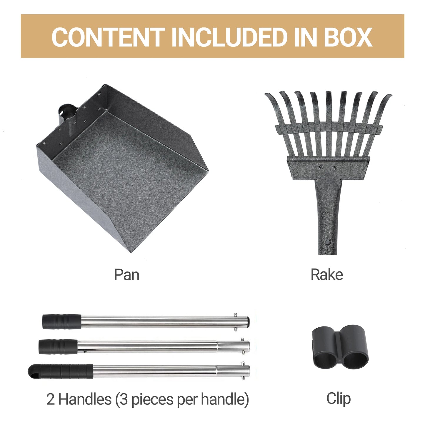 Dog Pooper Scooper Set With Long Adjustable Stainless Handles