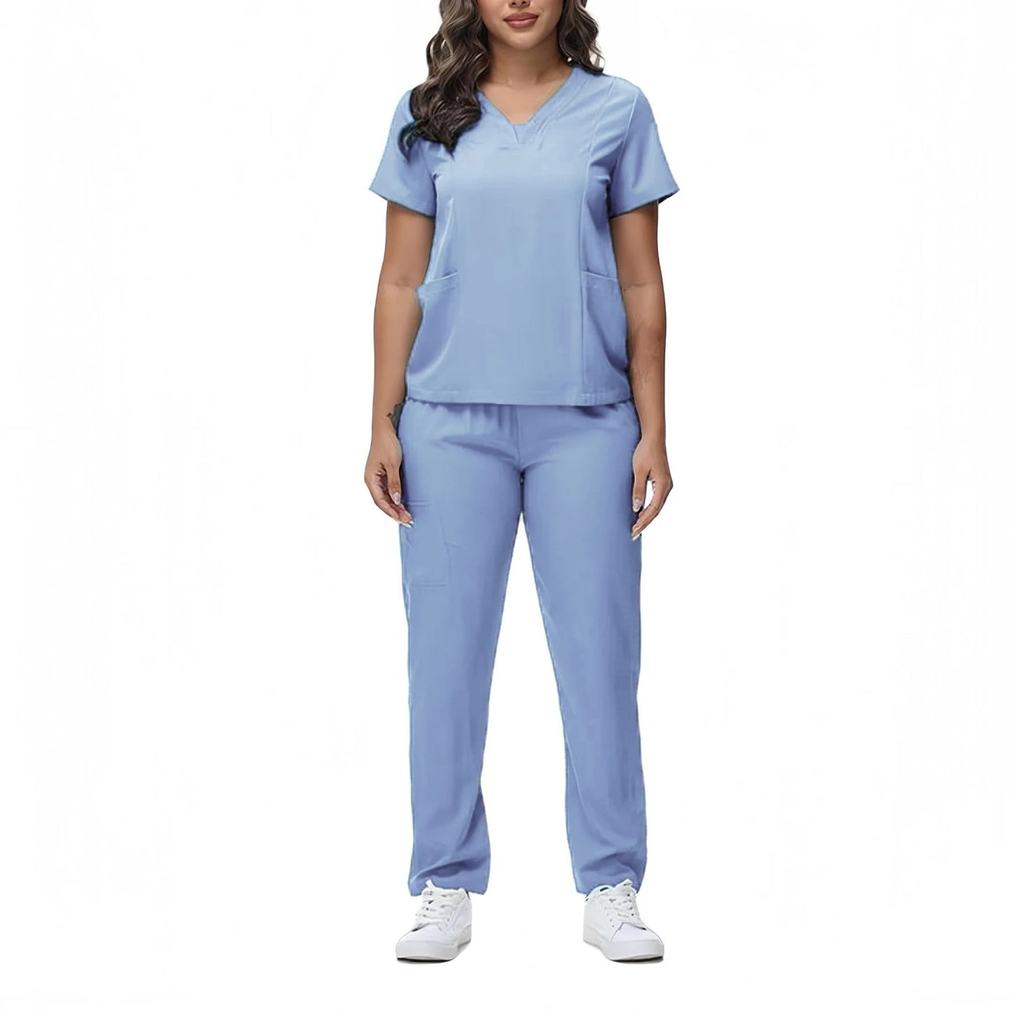 Women's Nurse Scrub Set V Neck Short Sleeve Medical Uniform