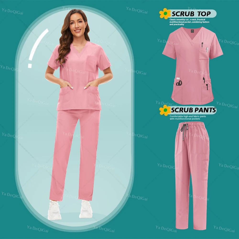 NONECN Unisex Medical Scrub Set for Nurses and Dentists