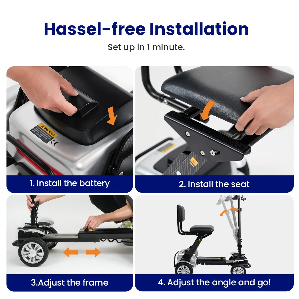 Maidesite Foldable Carbon Fiber Mobility Scooter Electric Powered For Seniors