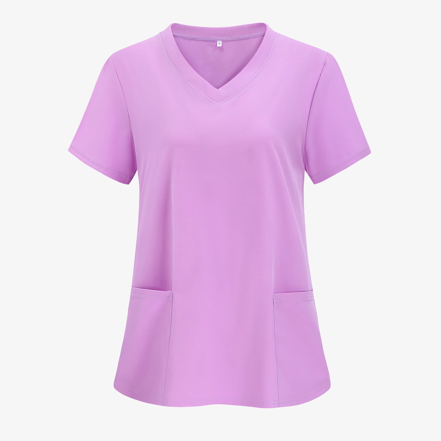XUANSHOWCN Women Nurse Uniform Woven Top Pocket Front V Neck