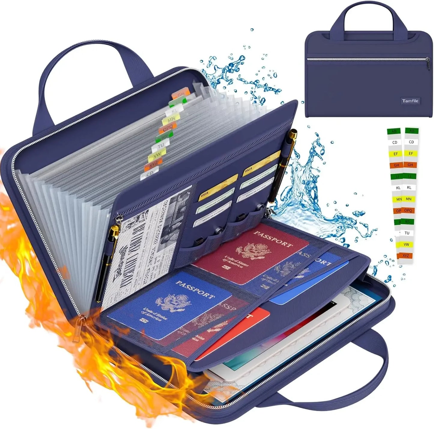 Fireproof Organizer With Handles 13 Compartment Clear Expanding File