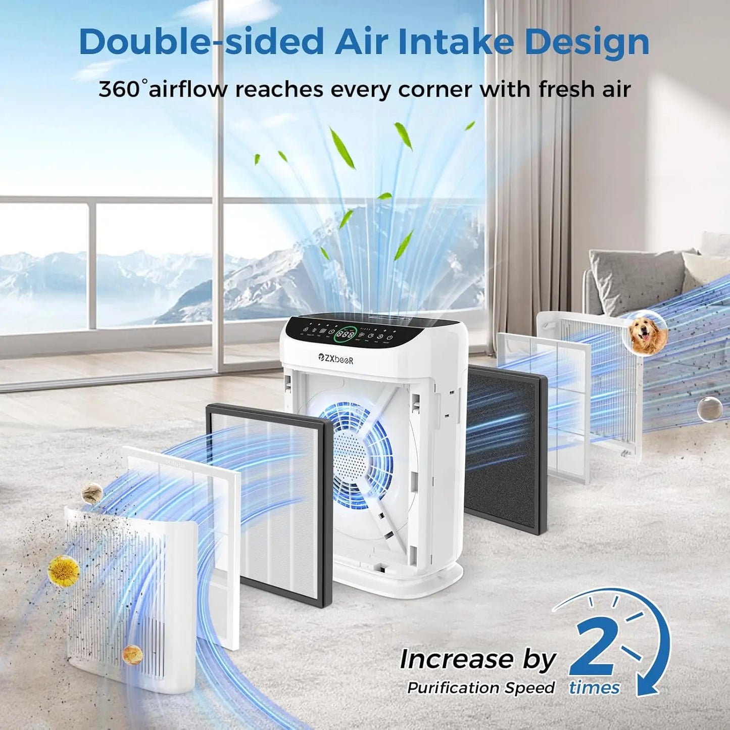 Large Room Air Purifier With HEPA Filter And PM2.5 Sensor