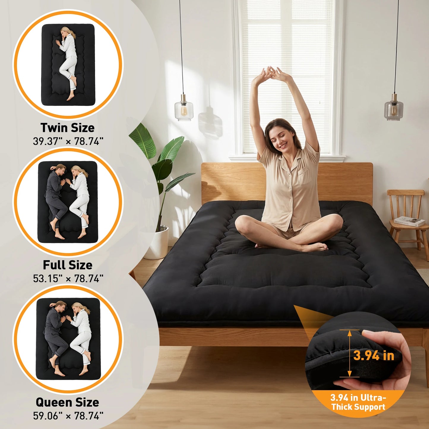 JHK Foldable Floor Mattress With Removable Washable Cover