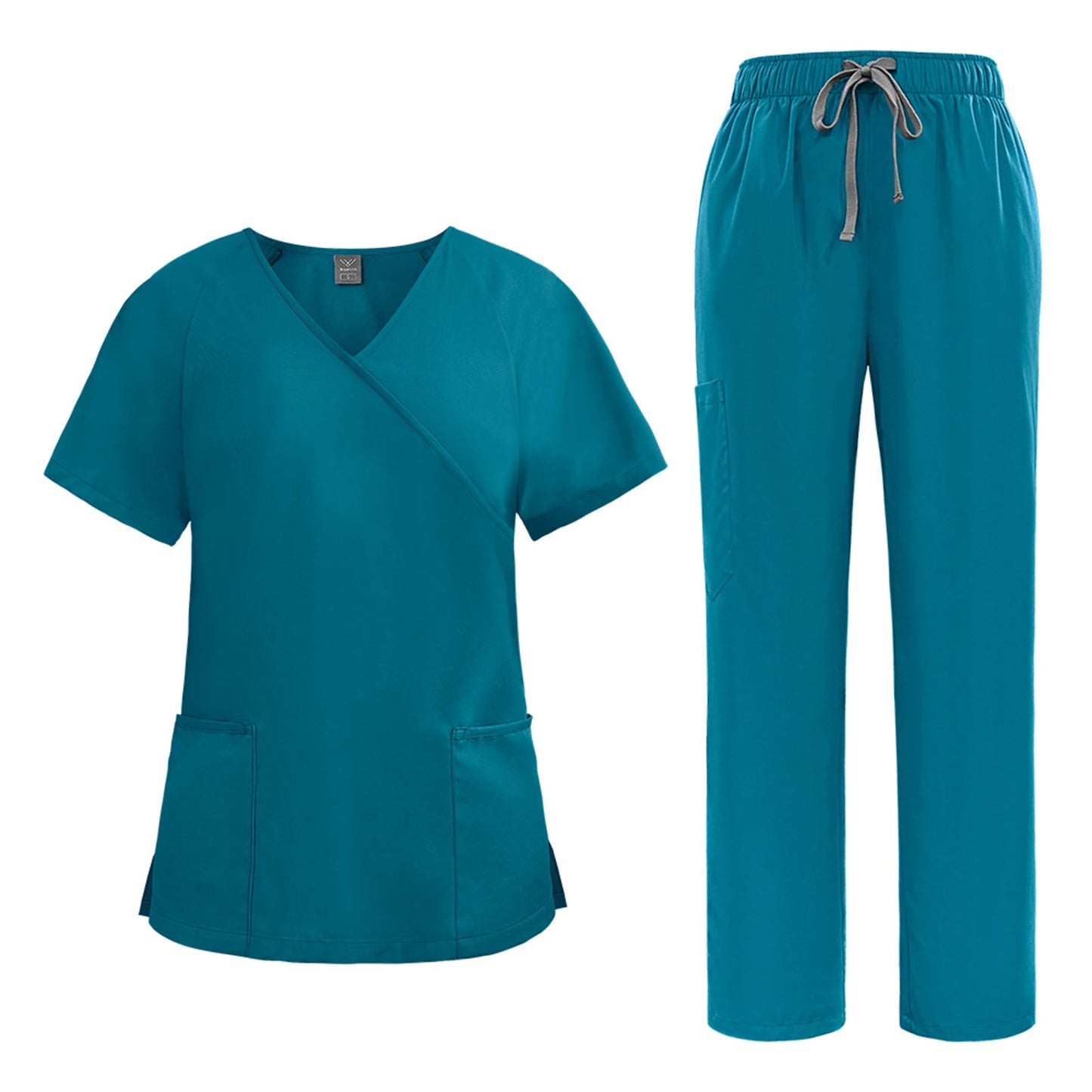 Nurse Scrub Set Medical Uniform With V Neck Pockets
