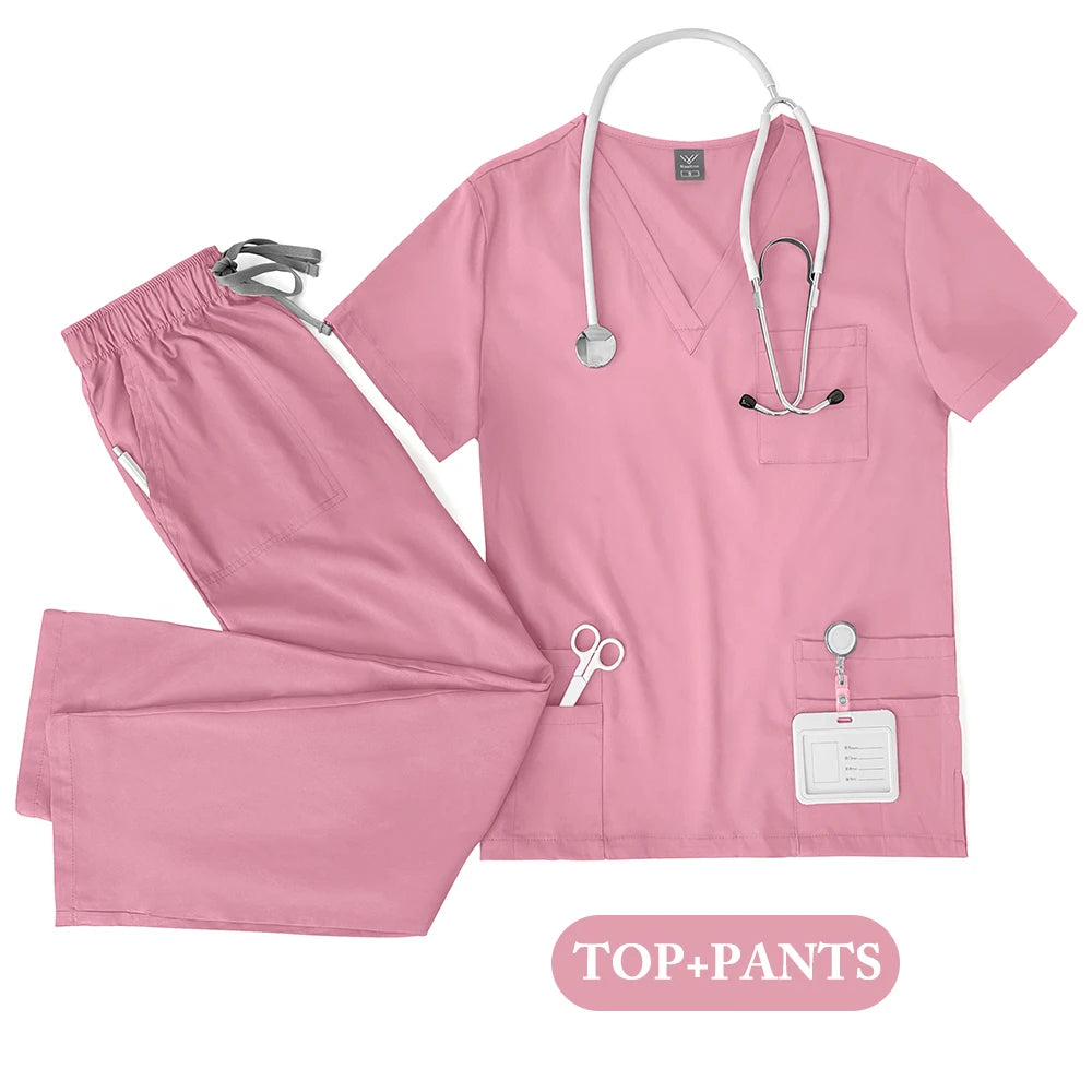 NONECN Unisex Scrubs Set Medical Uniform for Nurses and Doctors
