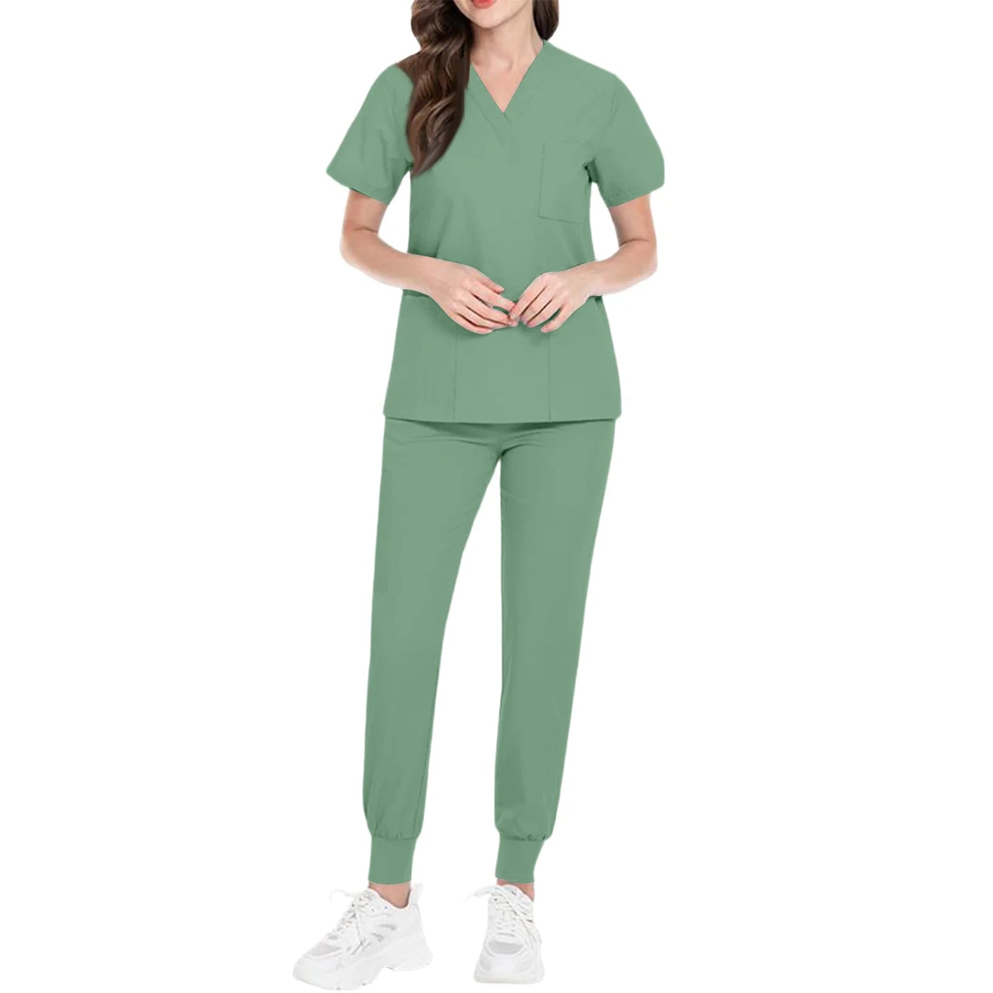 Women's Nurse Scrub Set V-Neck Short Sleeve Medical Uniform