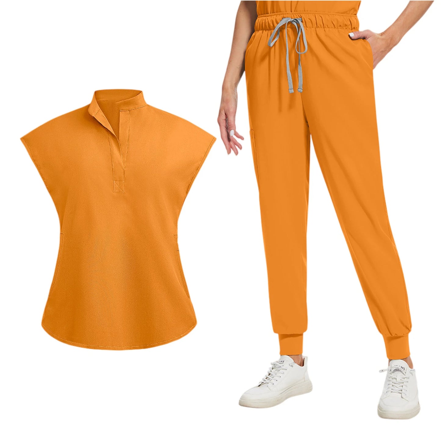 Professional Short Sleeve Scrubs Uniform V Neck Unisex Medical Workwear