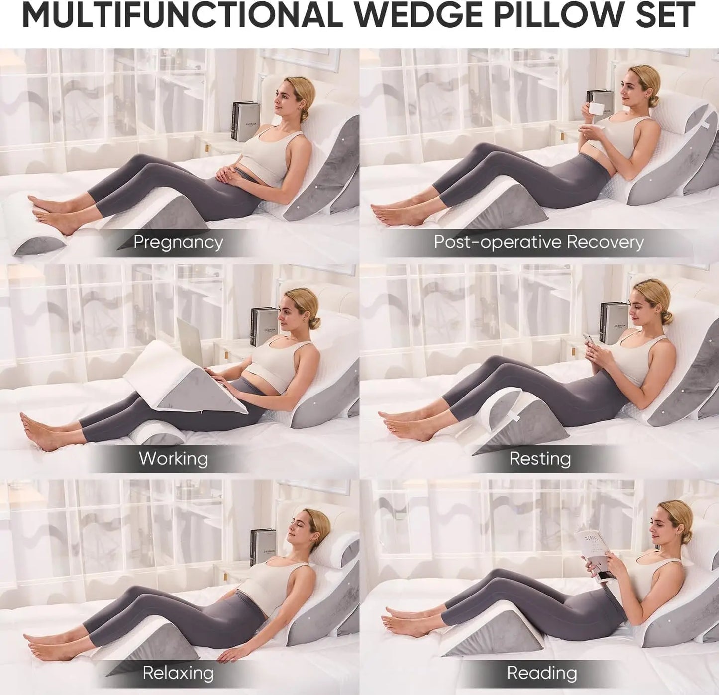 Memory Foam Wedge Pillow Set for Surgery Recovery and Relief