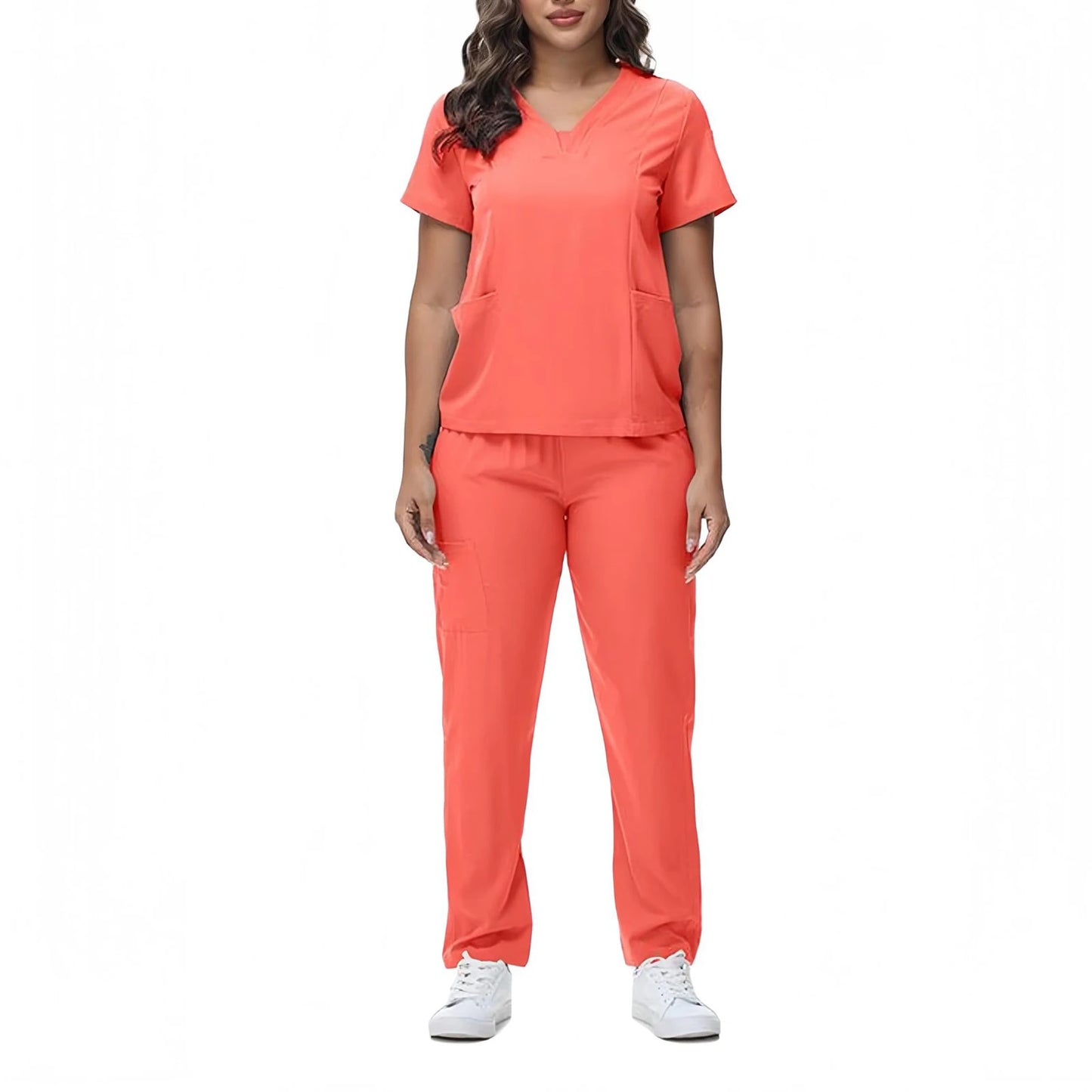 Women's Nurse Scrub Set V Neck Short Sleeve Medical Uniform