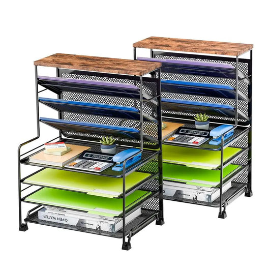 XMSJ 7Tier Desk File Organizer Mesh Letter Tray Two Pack