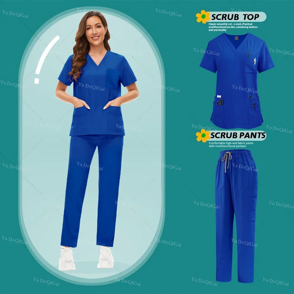 NONECN Unisex Medical Scrub Set for Nurses and Dentists