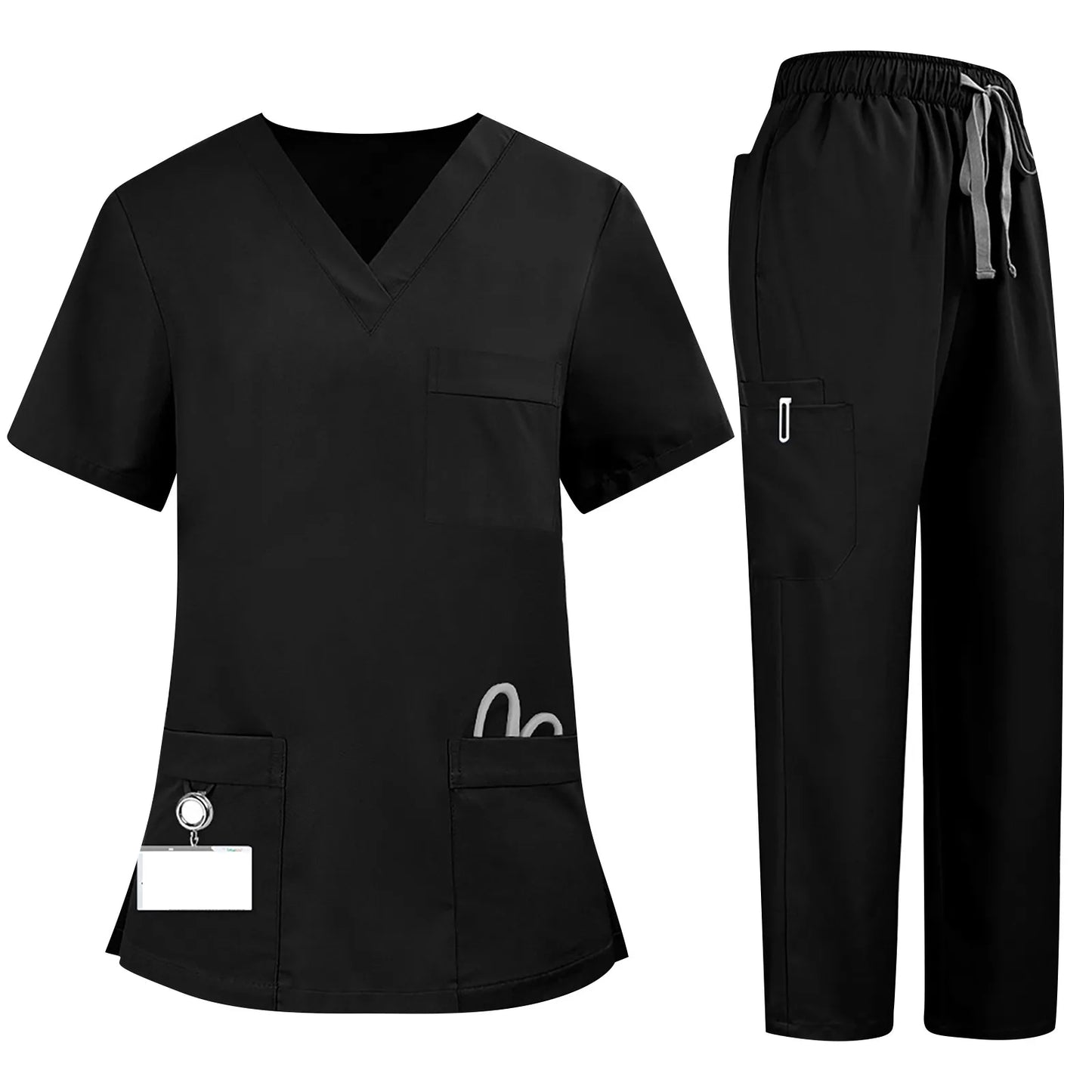 Eillysevens Women's Nurse Scrub Uniform V Neck Short Sleeve