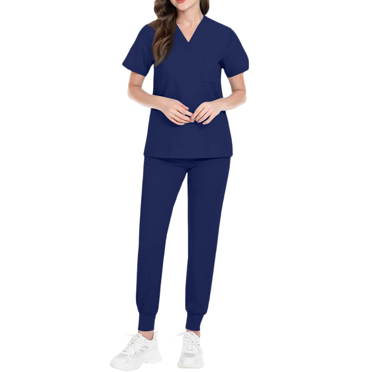 Women's Nurse Scrub Set V-Neck Short Sleeve Medical Uniform