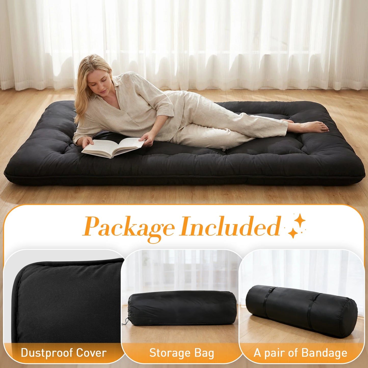 JHK Foldable Floor Mattress With Removable Washable Cover