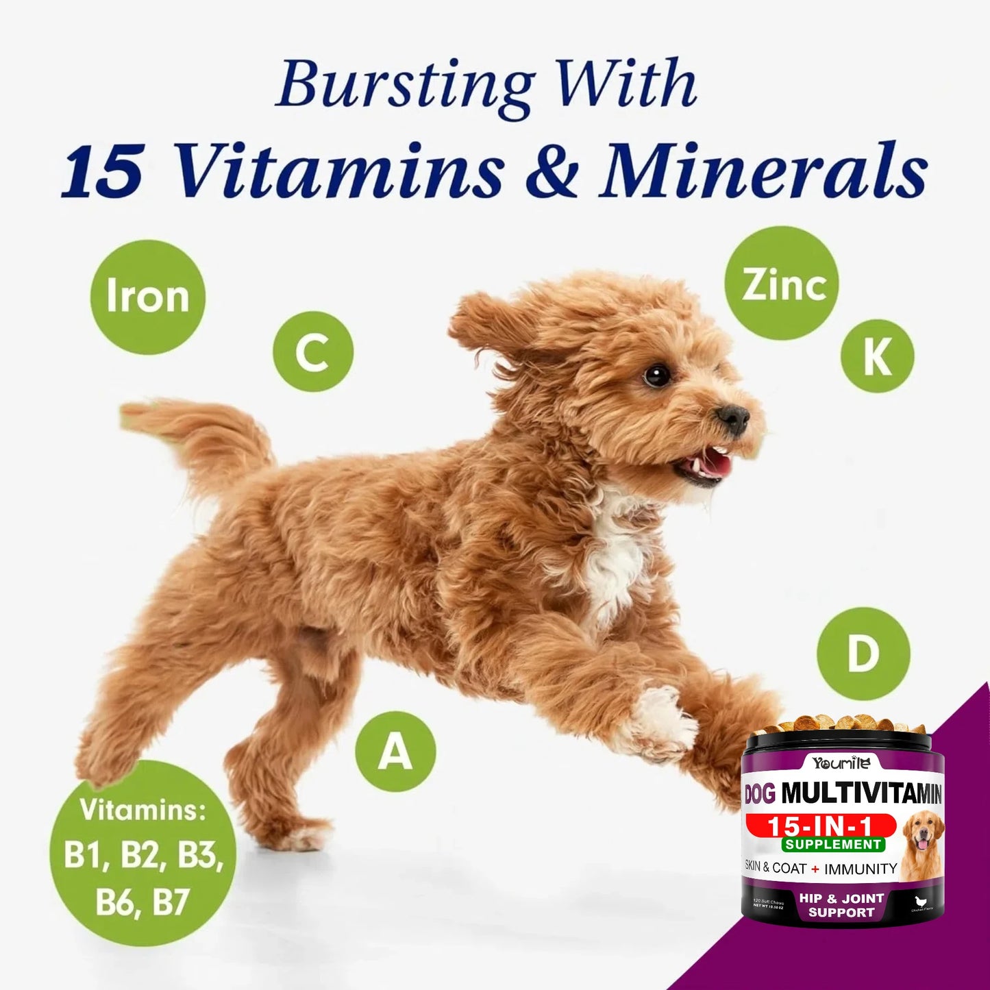 Youmile Multivitamin For Dogs Improve Hair Digestion Immunity