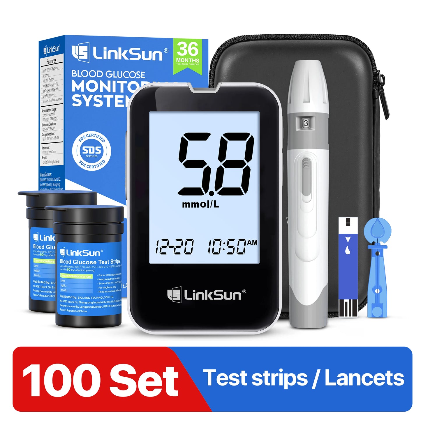 Linksun Blood Glucose Meter G4253 Complete Diabetes Testing Kit