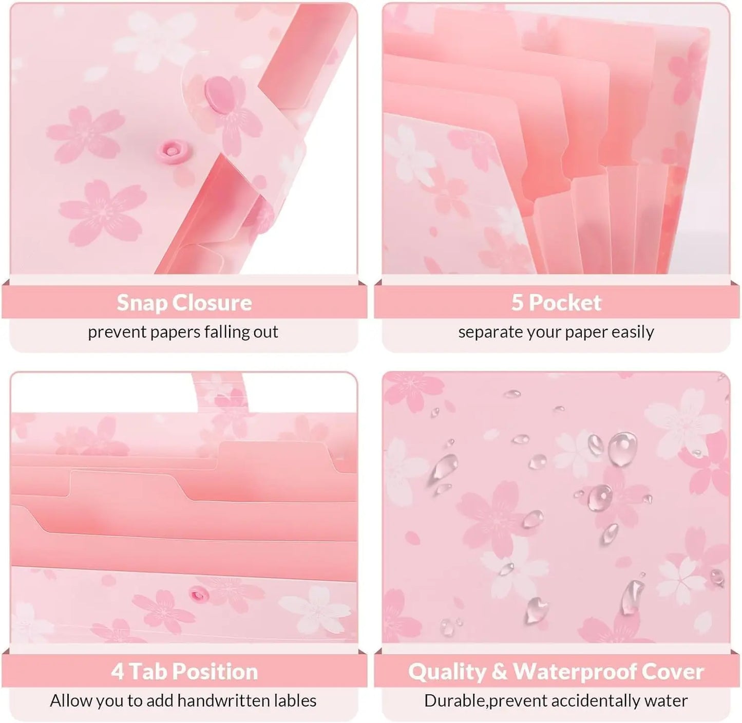 Expanding File Folder With 5 Pockets For Documents