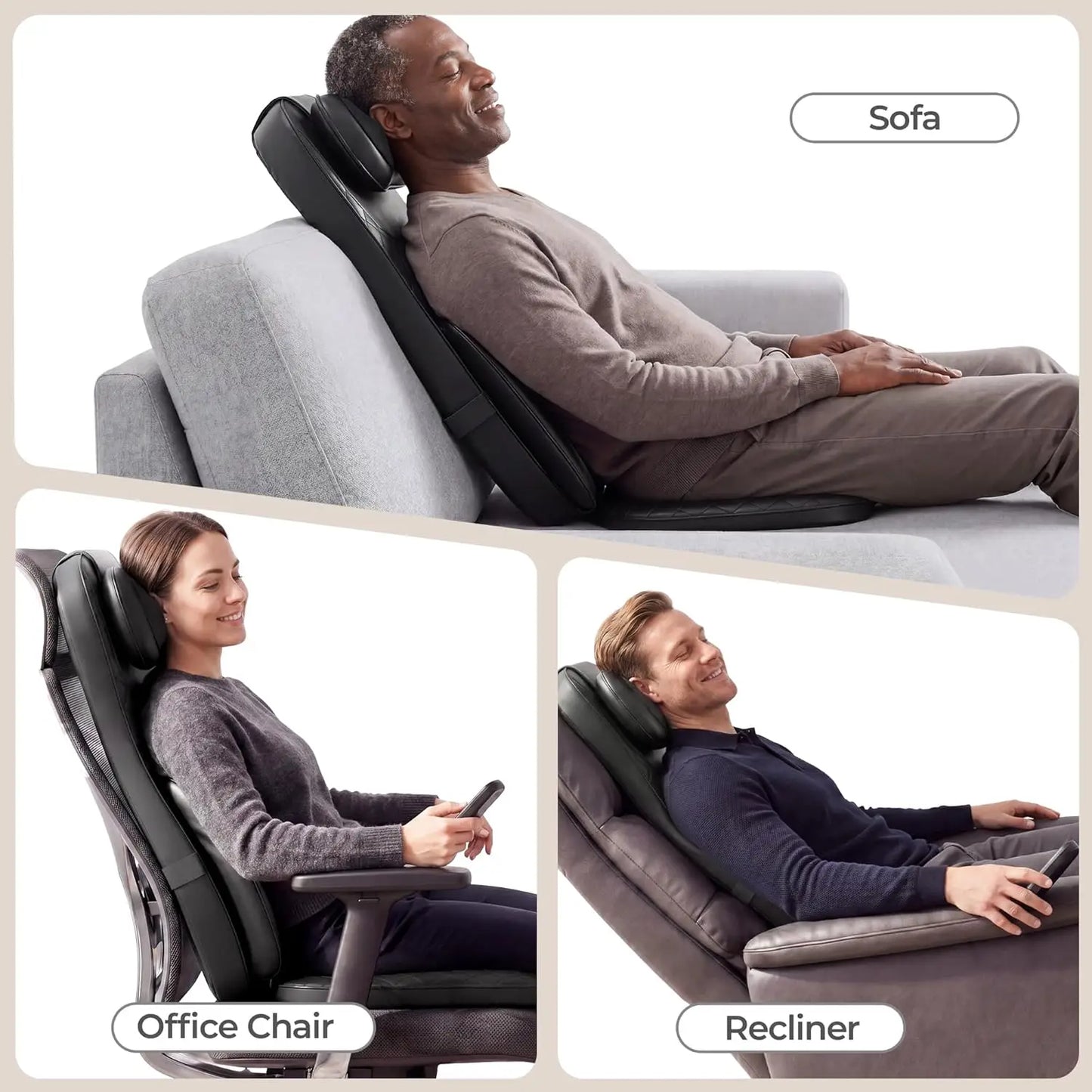 HIMOUTA 3 In 1 Shiatsu Neck Back Massage Cushion Heat
