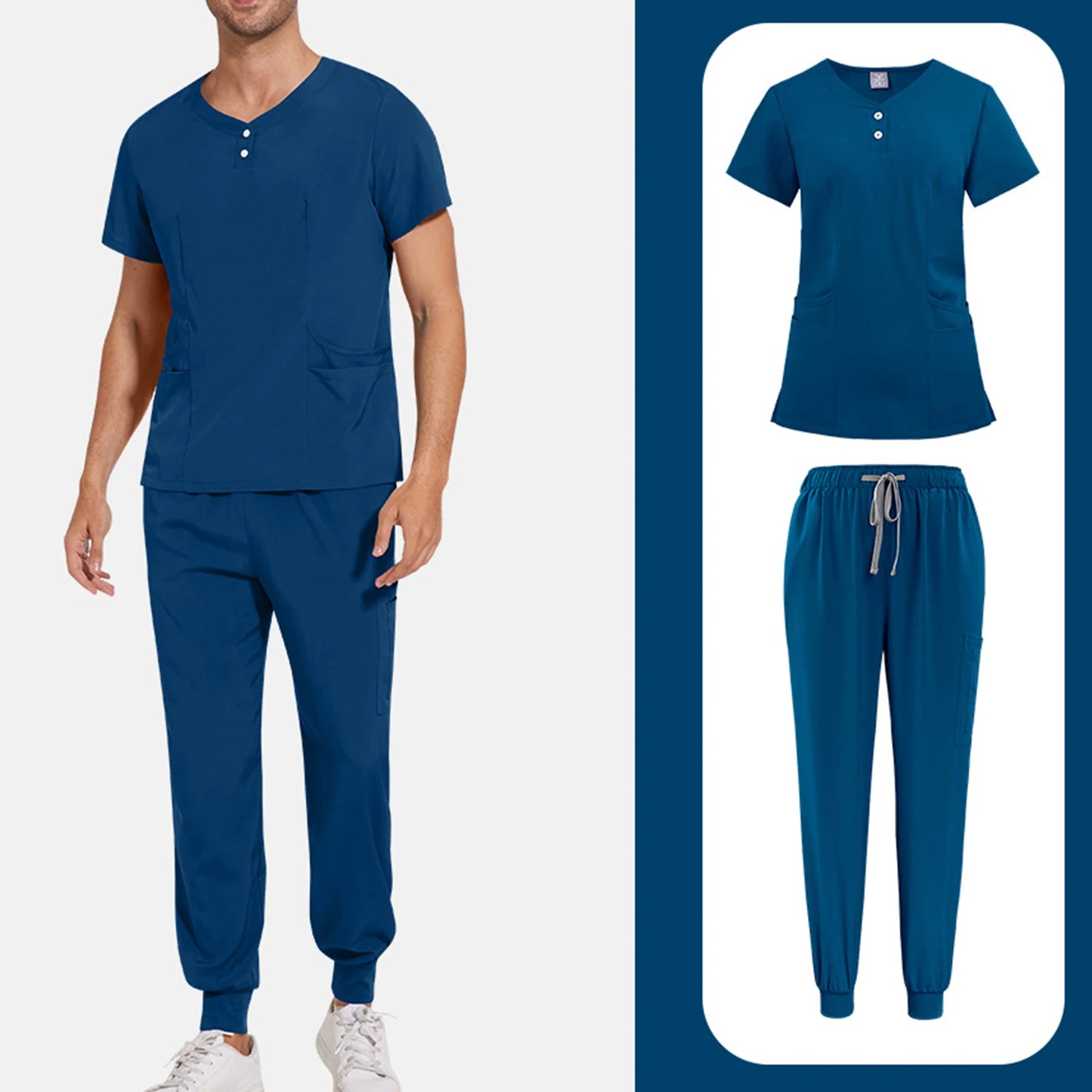 Nurse Scrub Unisex Medical Uniform Set Short Sleeve