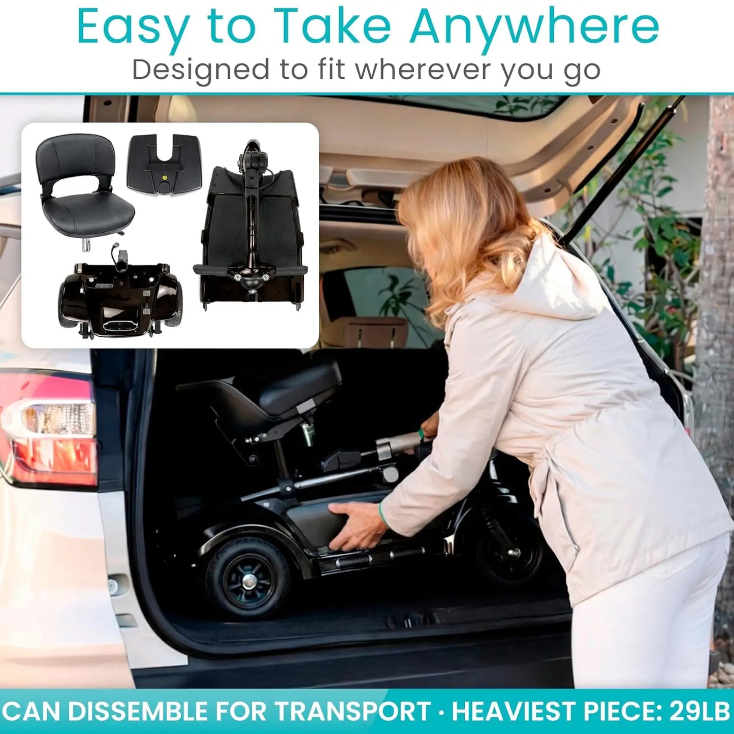 3 Wheel Mobility Scooter Electric Powered Folding Compact for Adults