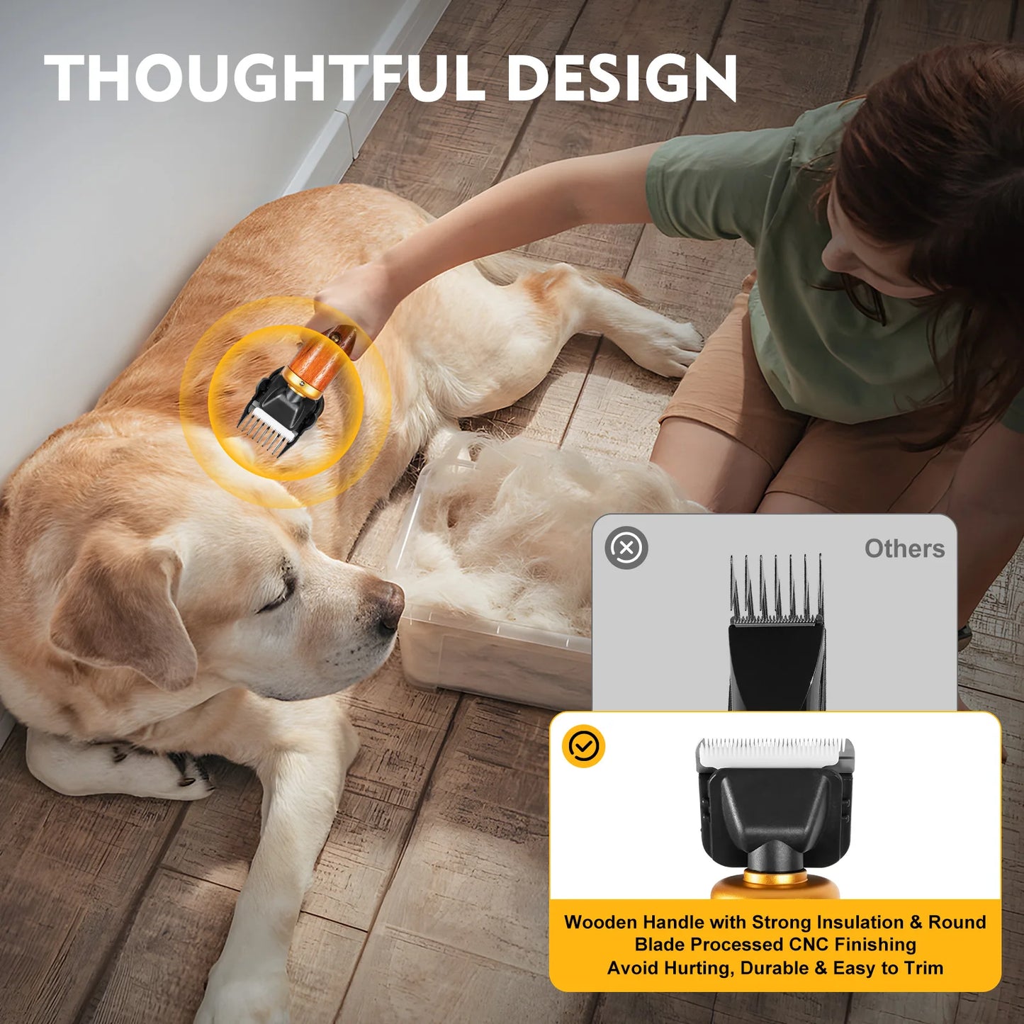 Bymaocar Electric Pet Clipper 55W Corded Low Noise Dogs