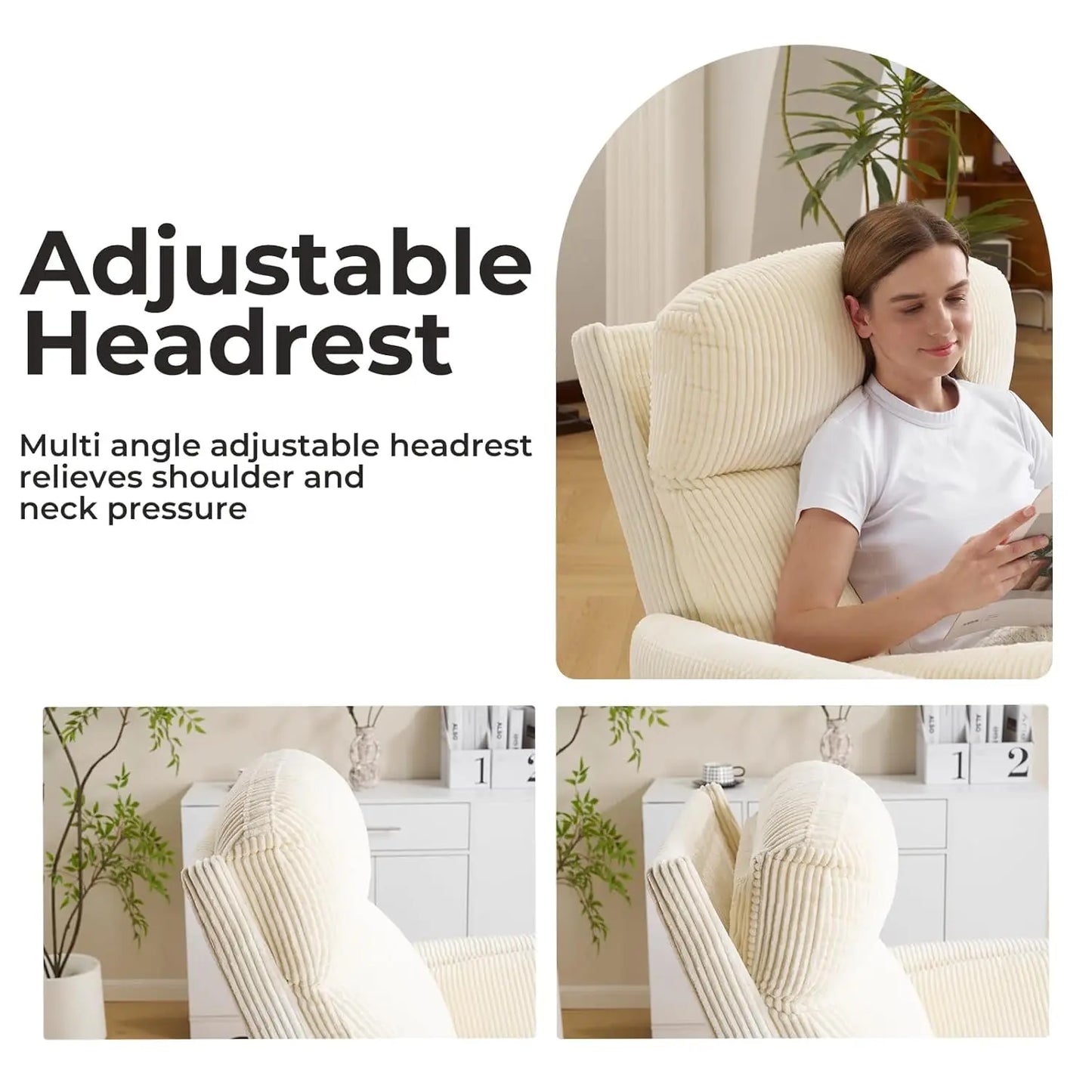 Swivel Rocker Recliner With Massage And Heat Adjustable Headrest Manual