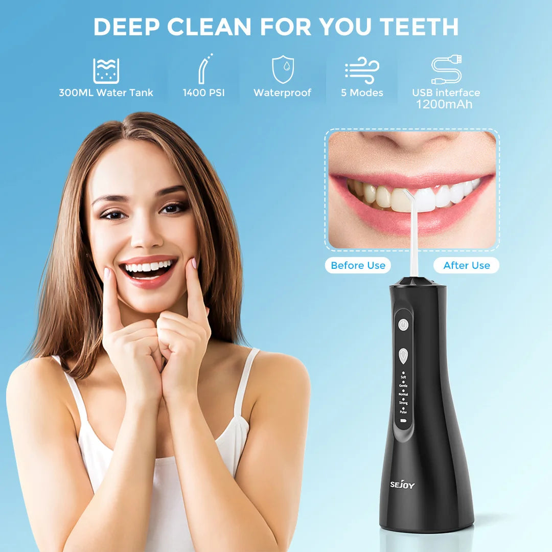 Sejoy Portable Electric Water Flosser Irrigator With Five Modes