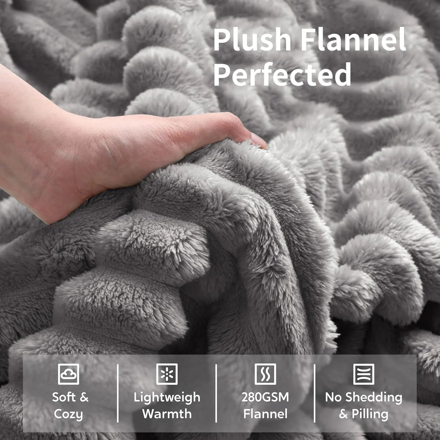 Fleece Cozy Blanket 300GSM Soft Warm Fluffy Microfiber Throw
