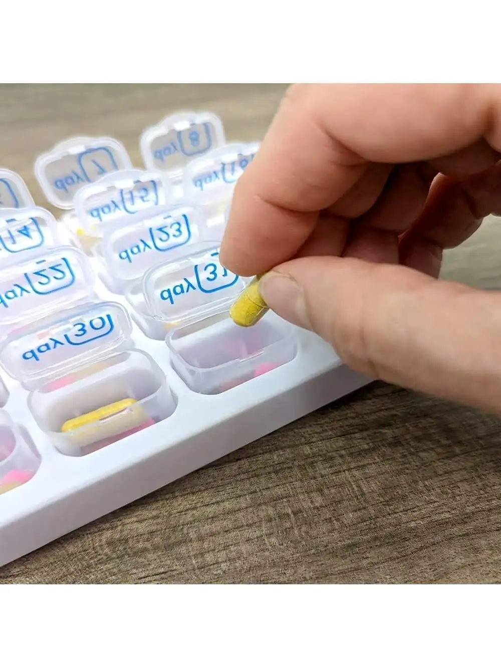 Portable 31 Day Pill Organizer for Travel and Home
