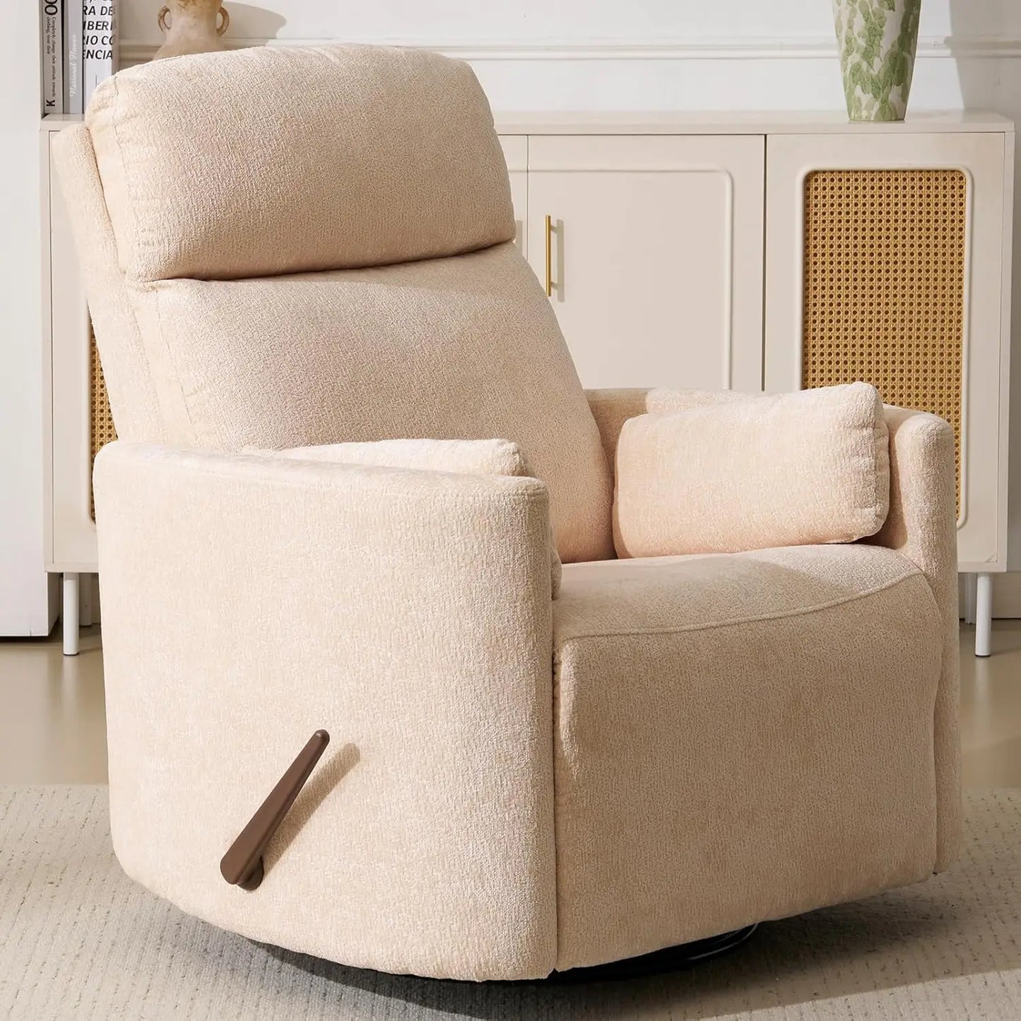 Swivel Rocker Recliner With Massage And Heat Adjustable Headrest Manual