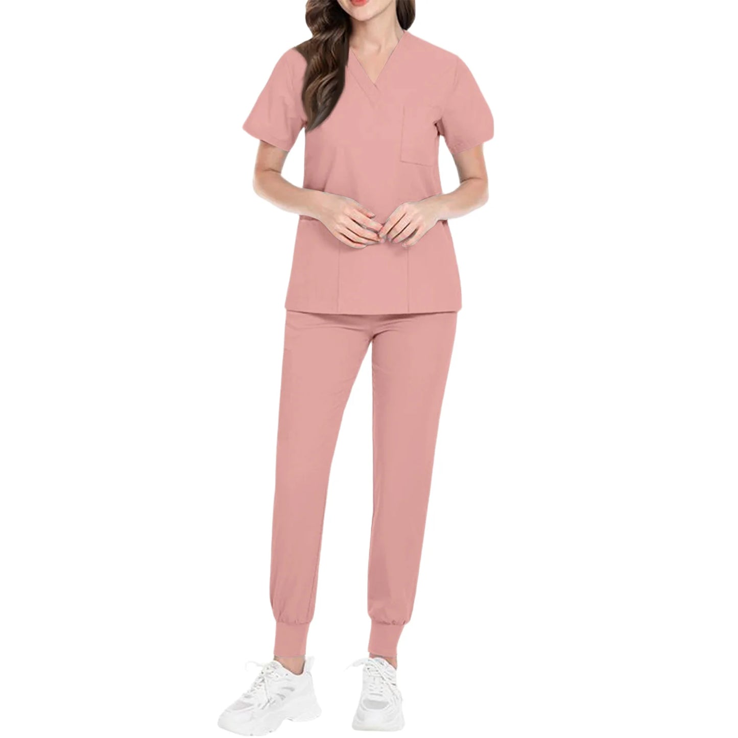 Women's Nurse Scrub Set V-Neck Short Sleeve Medical Uniform