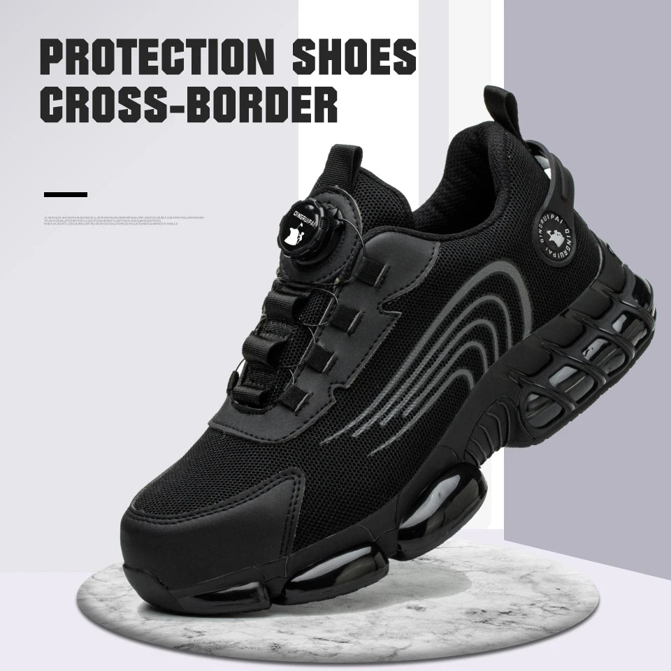 Steel Toe Cap Non-Lacing Anti-Impact And Anti-Puncture Casual Work Shoes