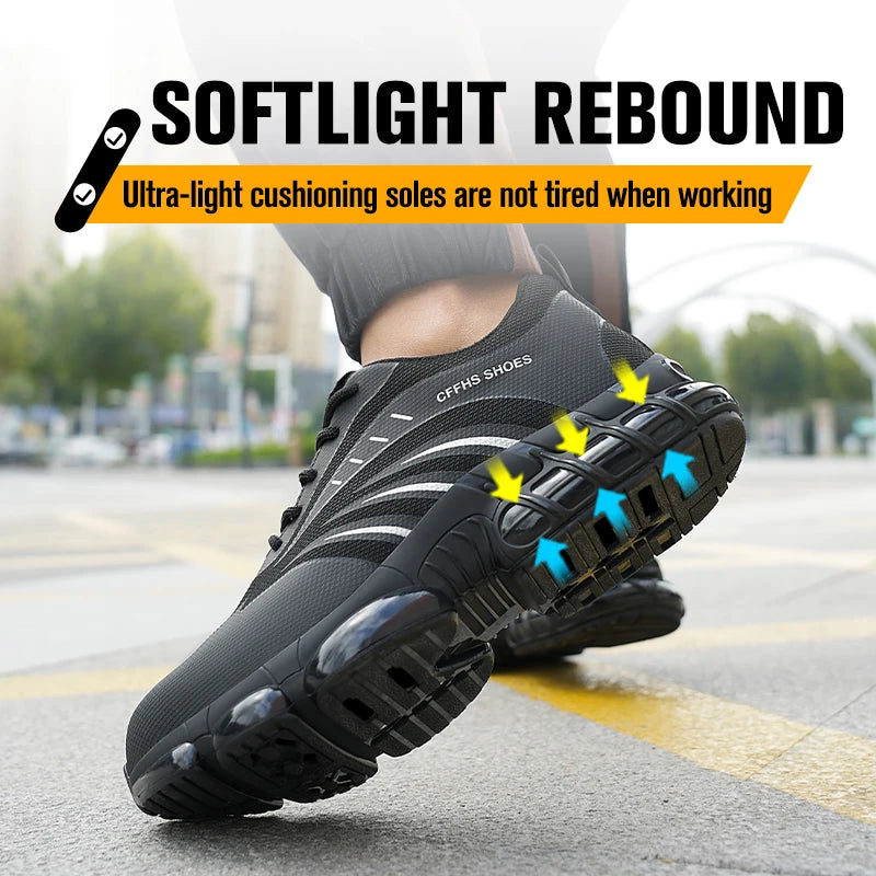 Breathable Lightweight Anti Smash Anti Puncture Safety Shoes For Men