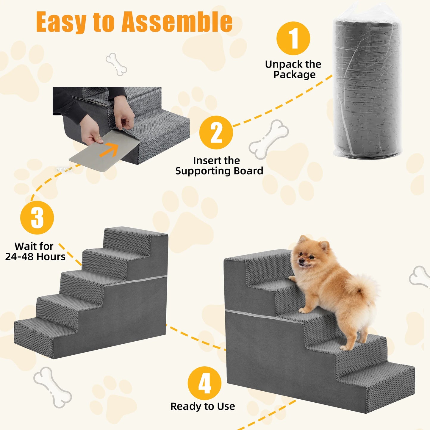Foam Dog Stairs Ramp Right Angled For Small Dogs Indoor