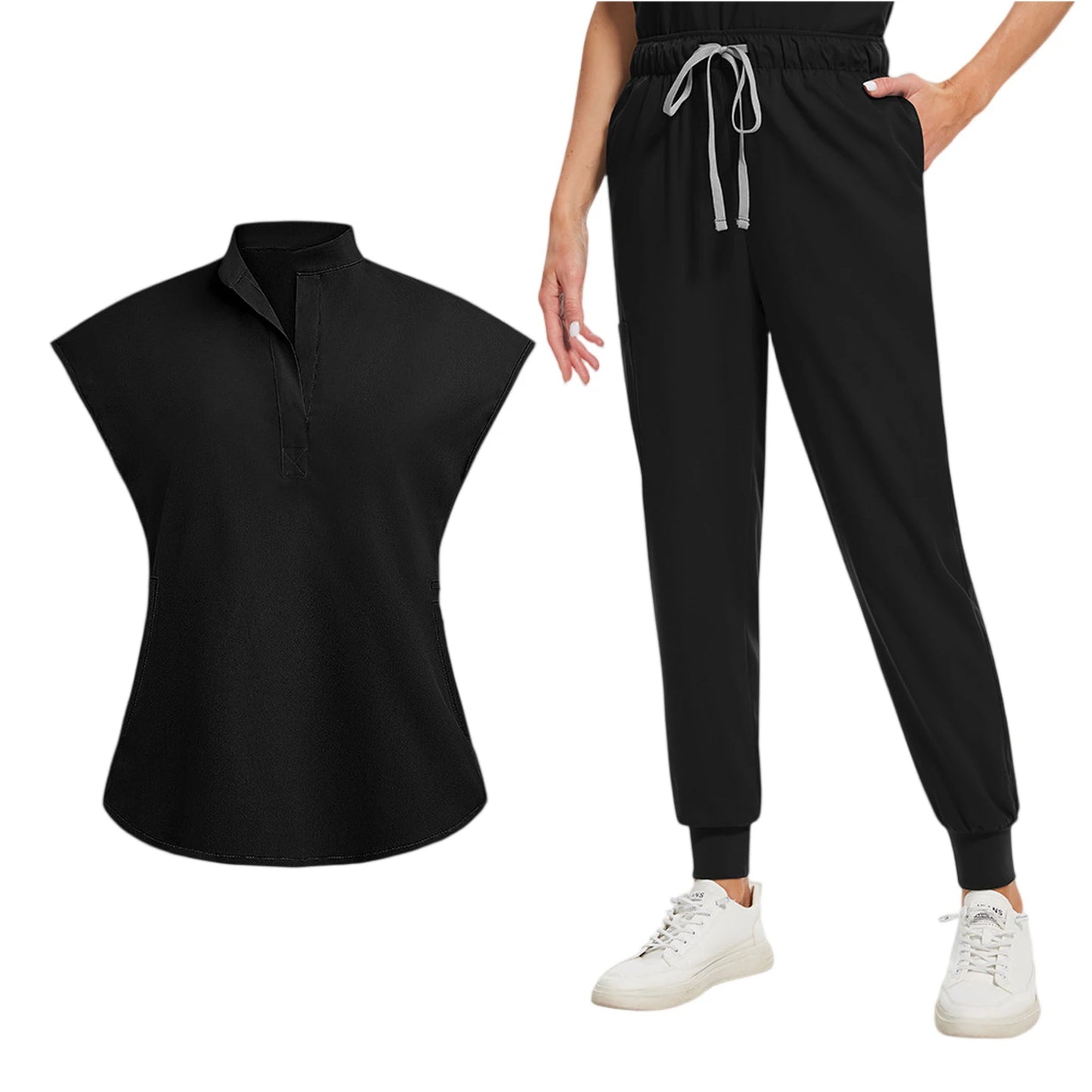 Professional Short Sleeve Scrubs Uniform V Neck Unisex Medical Workwear