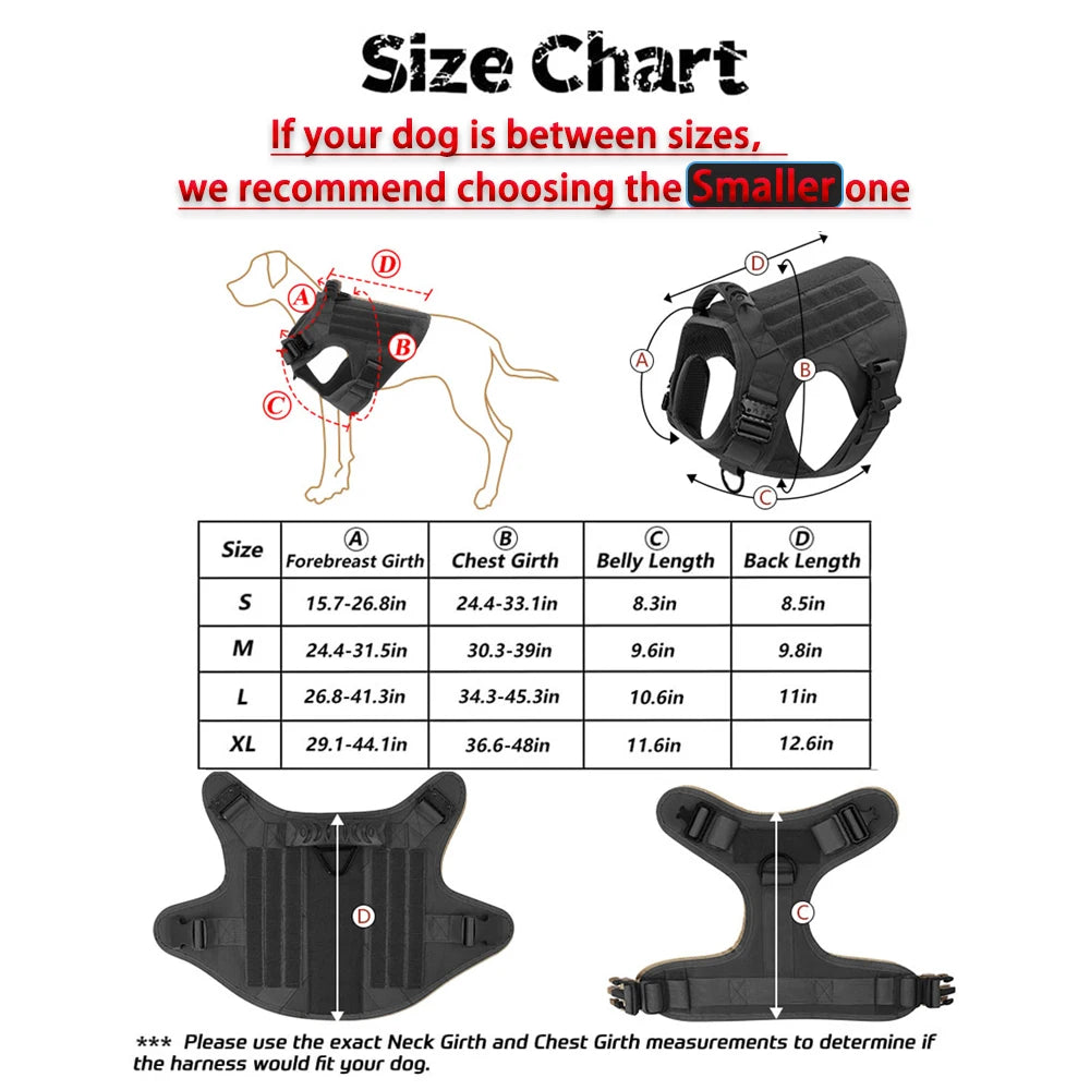 PETRAVEL Military Dog Harness Vest Training Set For Malinois