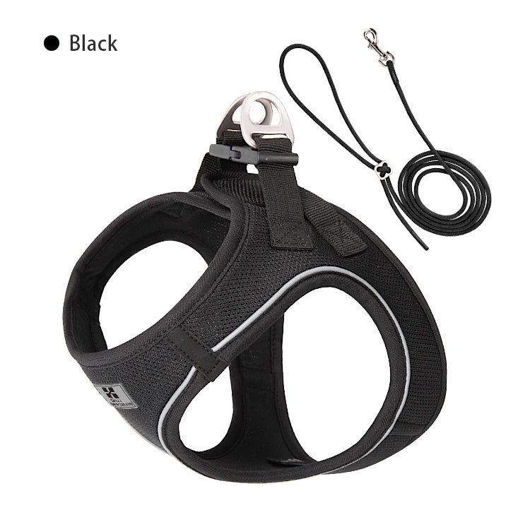 Small Combination Reflective Dog Harness Leash Set For Small And Medium Dogs