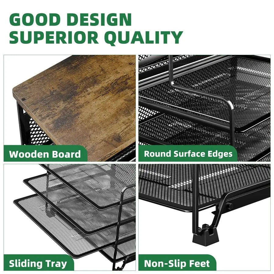 XMSJ 7Tier Desk File Organizer Mesh Letter Tray Two Pack